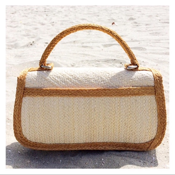 NWT Handwoven Ivory Straw Handbag Purse - Picture 6 of 8